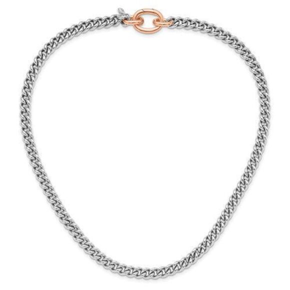 Leslie's Sterling Silver RH-plated and Rose gold-plated Curb Link Necklace